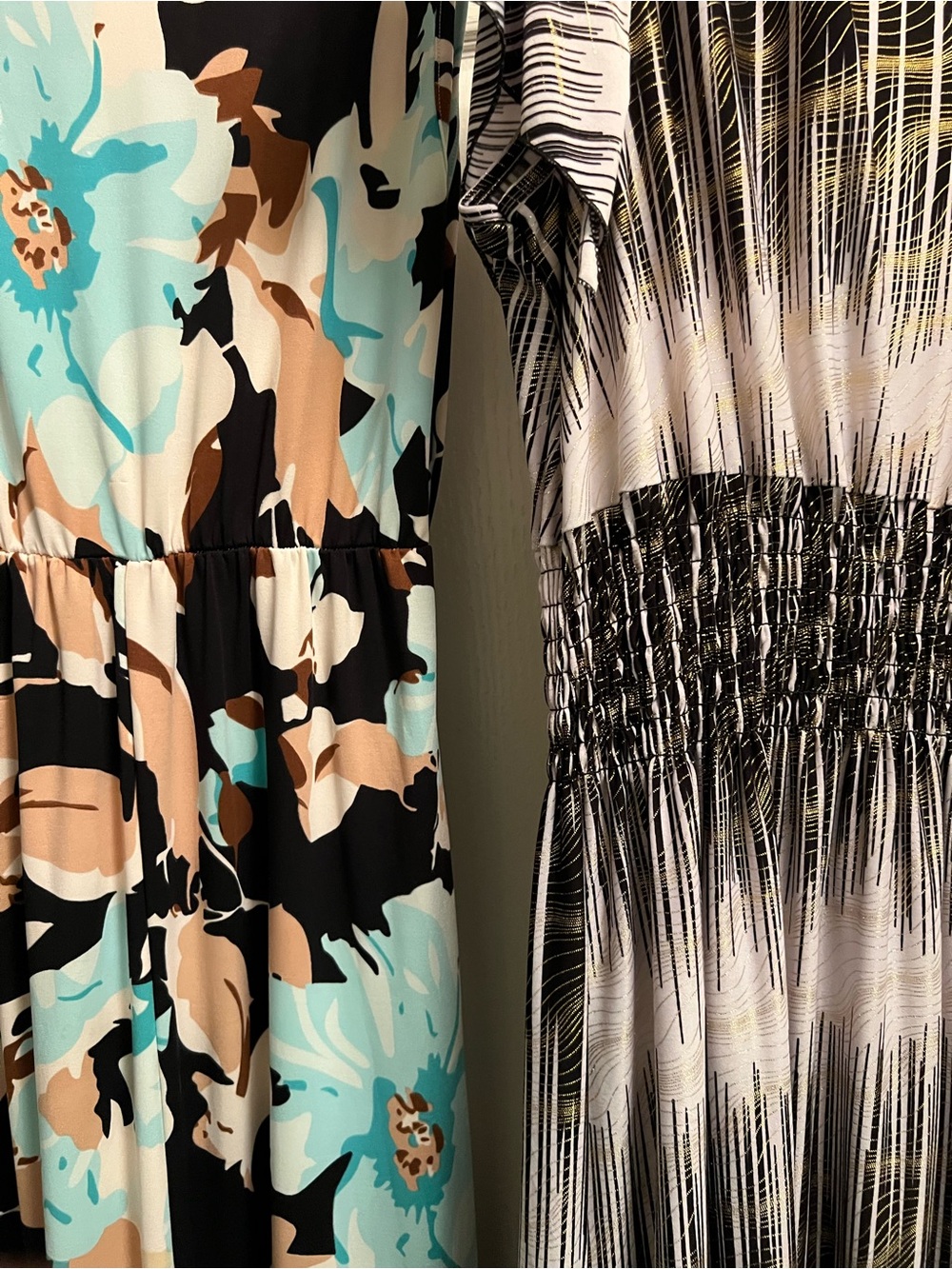 Floral Teal and Black Printed Women’s Jersey Dress